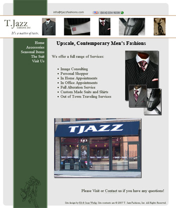 Tjazz Fashions, Inc. website - May 2007